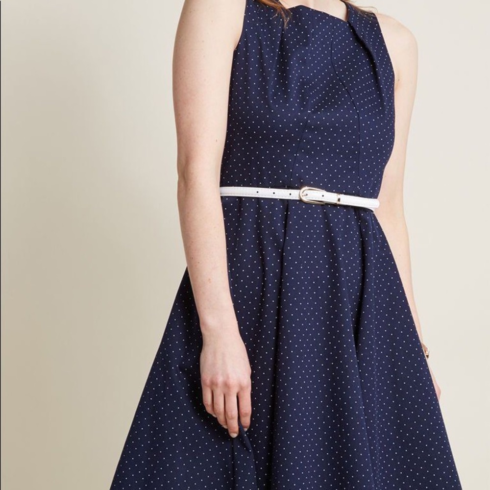 ModCloth Come Into Bloomsbury A-Line Dotted Dress